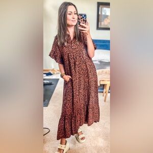 Anthropologie XL Leopard Print Button-Up Dress Perfect for fall!